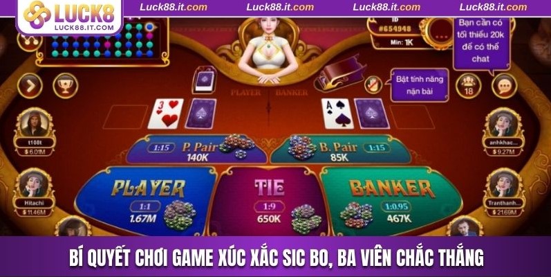 Bí quyết chơi game Xúc Xắc Sic Bo, Ba Viên chắc thắng