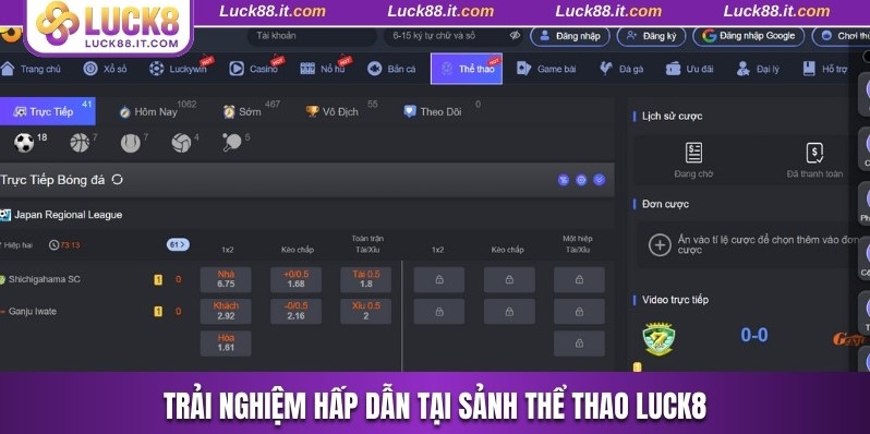 Trải nghiệm hấp dẫn tại sảnh thể thao Luck8