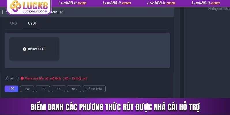 Điểm danh các phương thức rút được nhà cái hỗ trợ