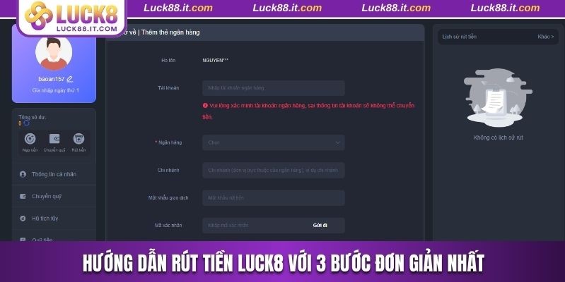 Hướng dẫn rút tiền Luck8 với 3 bước đơn giản nhất